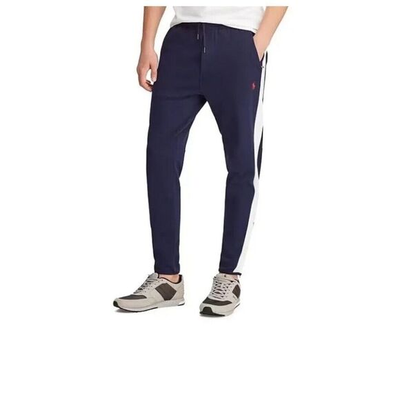POLO RALPH LAUREN Men Sz L Navy-White Interlock Tapered Track Pant - Picture 3 of 11